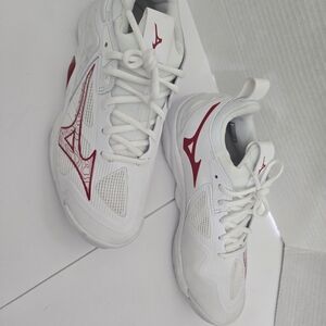White and Red Mizuno Sneakers